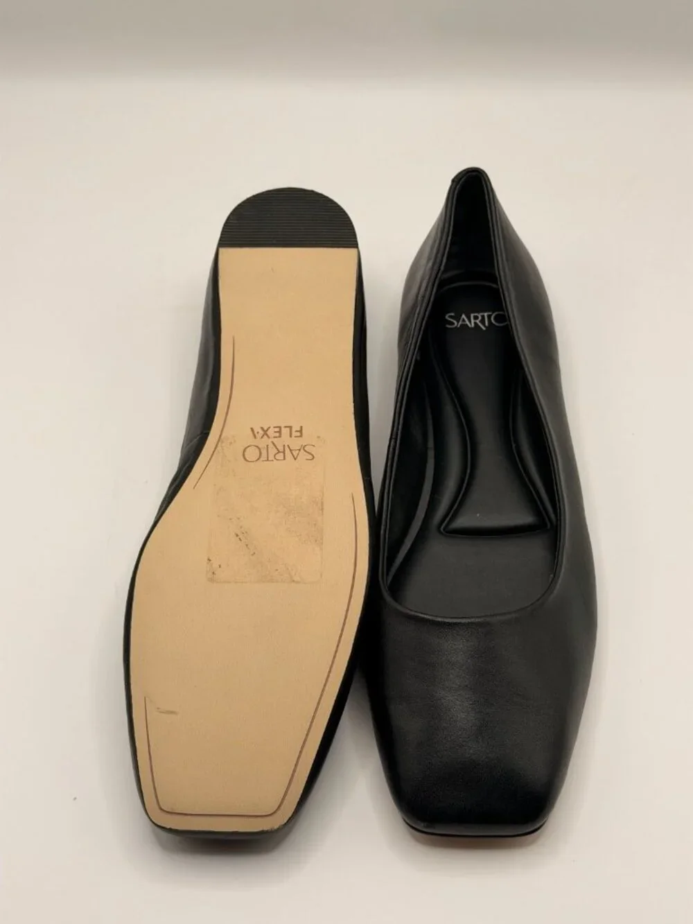 Franco Sarto Flxamaya Women's Black Leather Flexable Flat Sz 6.5